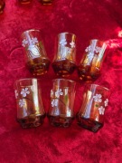 Stare szklanki literatki szkło PRL ręcznie malowane 6 sztuk