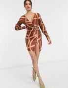 Sukienka Asos XXS brązowa mini 