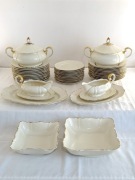 Serwis obiadowy 12 os Sorau Żary Prinzess 1925/39 r. ecru cienka porcelana