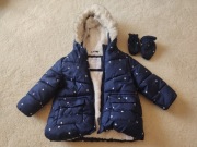 Kurtka puchowa zimowa Primark rozmiar 80cm + rękawiczki