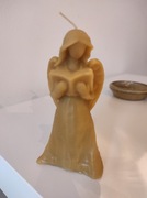 Świeca wosk pszczeli Anioł Stróż handmade, komunia