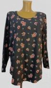 Nowa bawełniana szara bluzka w kwiatowy print 44/46 Bonprix