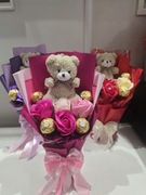 Bukiet z róż mydlanych,  Ferrero Rocher  I breloczek misia