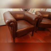 2 fotele retro tapicerowane ekoskórą, po renowacji