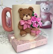 Kubek z misiem , kubek z gliny polimerowej