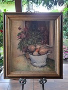 Obraz olejny - "Kompozycja z fioletowymi chryzantemami"Sygn. Józef Moerloos