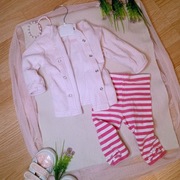 62-68cm, Miły Sweterek+Legginsy Komplet dla Dziewczynki Róż Paski