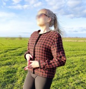 Wełniana marynarka vintage M retro kurtka wełna pepitka