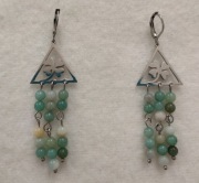 *Dje* Kolczyki trójkąt koniczynka amazonit stal