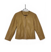 Dasmka Kurtka Skórzana Bomberka Vintage Beżowa |R. XL/42