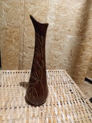 Brązowy długi wazon ceramiczny wys 30cm.