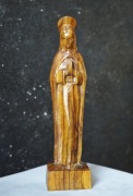 Stara rzeźba Madonna Drewno Oliwne Styl Modernistyczny 33 cm
