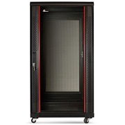 Szafa rack Getfort 22U stojąca z patchpanel i listwa zasilająca 