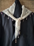 Chusta kaszmirowa ze szklanymi koralikami hand made