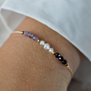 Bransoletka na sznurku (cyrkonia,ametyst,turmalin)