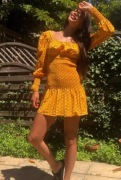 ASOS Sukienka w kropki żółta z bufkami roz 36 38