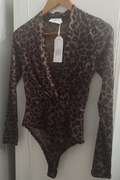 Brązowo-Fioletowe Body w Panterkę 