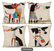 Poszewka na poduszkę, nowoczesne, geometryczne pieski, 45x45cm, 4szt.