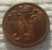 Wielkie Księstwo Finlandii Mikołaj II Romanow 1 penni 1914 KM# 13 Ładna