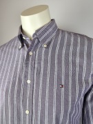 Koszula w paski, Tommy Hilfiger, L/40, bawełna, fioletowa