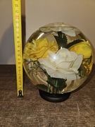 Szklana kula z kwiatami ozdoba PRL