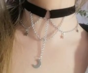Choker czarna aksamitka łańcuszki gwiazdki księżyc