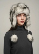 Biała Czapka Zimowa Uszatka Futerko | Ciepła Puszysta Królowa Śniegu