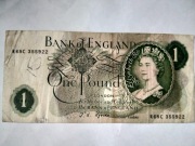 Banknot Anglia 1 FUNT  1966-1970 podpis JSF 