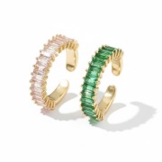 Pierścionek Stal Szlachetna Cyrkonie Róż/Zieleń Regulowany