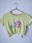 Bluzka dziewczęca 134 żółta crop top perełka lato