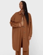 Stradivarius Karmelowy Płaszcz Brązowa Koszula M jacket camel Vintage love 