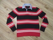 TOMMY HILFIGER męski sweter w paski z kołnierzykiem _ S
