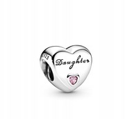 PANDORA Charm Zawieszka SERCE Daughter Córka Srebro Różowa