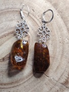 Kolczyki Bursztyn Bałtycki Naturalny | Stal Szlachetna Posrebrzana