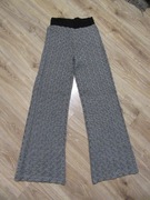 REISS dzianinowe biało-czarne spodnie szerokie nogawki 50% wełna_ S