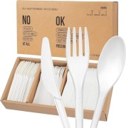 Zestaw 180 szt. kompostowalnych widelców, łyżek i noży