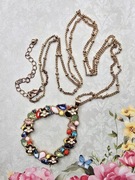 Kwiatki kwiatuszki złoty naszyjnik wisiorek wisior kryształki glamour Modny