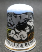 Naparstek kolekcjonerski porcelanowy - ROMULUS & REMUS