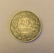 2 franki szwajcarskie 1957,odwrotka