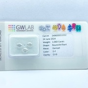 Diamenty (naturalne) - 1.06 ct/ 3 szt     D/E/F   I2/I2/I3