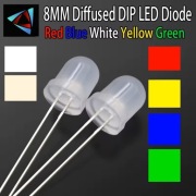 Dioda LED 8mm okrągła matowa dyfuzyjna - do wyboru 6 kolorów - 2 sztuki