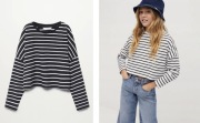 MANGO czarna koszulka bluzeczka crop w paski 9 lat 134