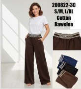 Bawełniane Spodnie Wide Leg z Ozdobnym Pasem – NOWE