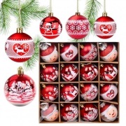 Komplet bombek bożonarodzeniowych 16sztuk średnica 5cm czerwone