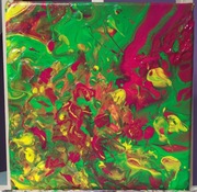 GĘBY obraz akryl pouring 20x20