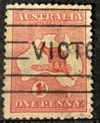 Australia, kontury Australii z kangurem w środku, 1 pens