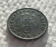 Niemcy 3 Reich Rzesza 5 fenigów reichspfennig 1943 G Karlsruhe Baden KM#100