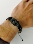 Piękna Mega elegancka bransoletka opaska skórzana czarna. Unisex, Nowa!