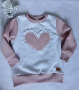 Bluza ciepła z serduszkiem handmade 