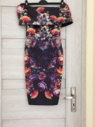 Asos sukienka midi w kwiaty odkryte ramiona bawełn